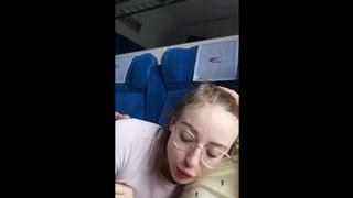Horny GF gives me oral sex while going by train