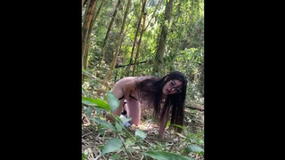 I catch my GF masturbating in the woods