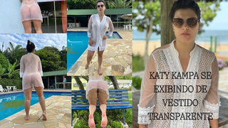 Katy Kampa married showing off in public with transparent dress