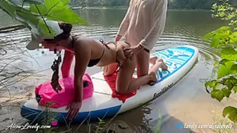 Horny Brunette Blows Schlong And Rides Doggystyle On The Bank Of The Outdoor River
