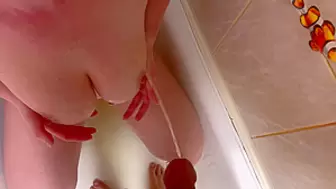 Enormous Boobies Shaving Very Hairy Red-Head Snatch Pee On Meat Pissing On Breasts