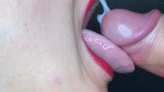CLOSE UP: BEST Milking Mouth for a FAN COCK! Swallowing SCHLONG!