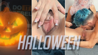 Halloween foreplay - I blow her cunt before fucking her