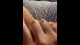 Fingering my tight wet twat watch until the end and see how wet and gooey it was