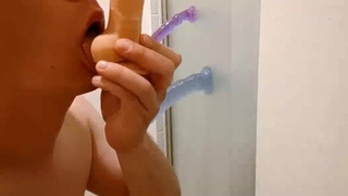 Realistic Dildo Trying Different Dicks In My Mouth
