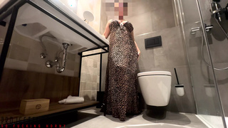 Curvy Student in Alluring Leo Dress Nailed in Bathroom