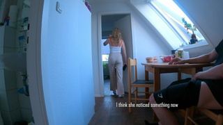 DICKFLASH in STUDENTS APARTMENT: a nasty college skank can't resist to finish me off