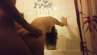Hot and Wet Girlfriend Fucked in the Bathroom