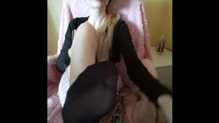 Blow my feet in ebony nylon socks