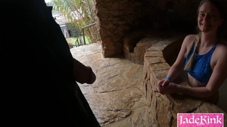 Gorgeous GF Jade Kink swallowing BF enormous prick in public sauna