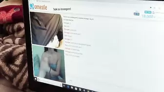My Girlfriend Plays with her Tits for a Stranger on Omegle while I Watch.