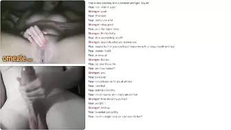 Omegle Hot Red Hair Teen Plays with Big White Cock