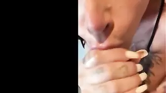 Busty Girlfriend Gets Big Facial after Blowjob