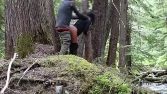 Cheating Dark Gf Fucking in the Woods by Mt Rainier. Nature Porn