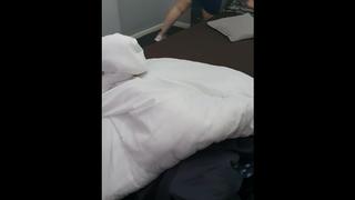 Step Mom got STUCKED and POKED while Cleaning Step Son Room