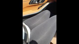 Step Mom in Filla Leggings get Pounded in the Car by Step Son while Dad Shopping Food
